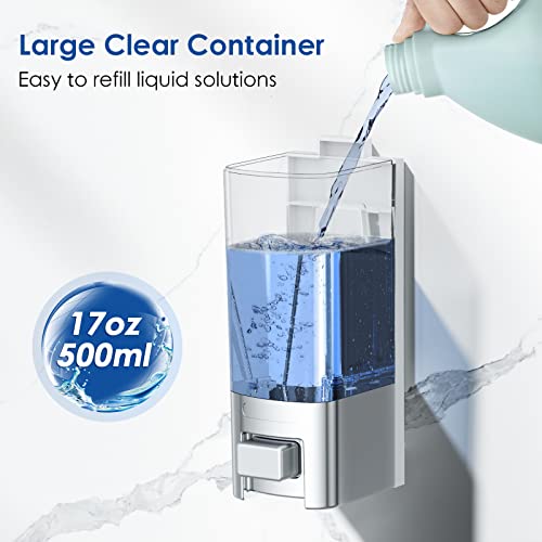 Manual Soap Dispenser, 17oz/500ml Wall Mount, Large Capacity Kitchen Bathroom Hand Soap Dispenser, Commercial Refillable Shampoo Shower Gel Lotion Dispenser, Chrome - color: Chrome 500ml