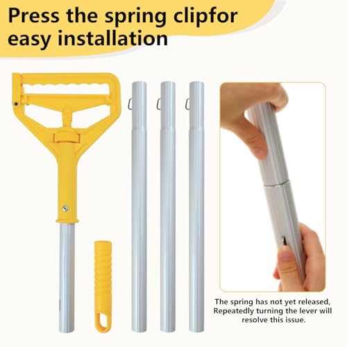60 Inch Industrial Mop Handle Commercial mop Handle Heavy Duty Industrial mop Bucket mop Handles Heavy Duty Commercial mop Head Replacement and Handles mop Stick Replacement Mop Stick - color: Yellow