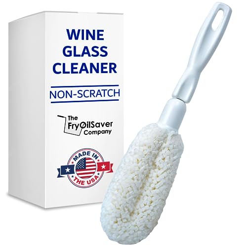 Flute and Stemware Wine Glass Cleaning Brush - Dishwasher Safe, Non-Scratch Flute Cleaner for Crystal Glasses, Champagne Glass, Goblet, Wine Decanter - for Bar & Restaurant by FryOilSaver - B61C - style: Pack of 1