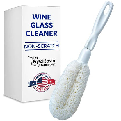 Flute and Stemware Wine Glass Cleaning Brush - Dishwasher Safe, Non-Scratch Flute Cleaner for Crystal Glasses, Champagne Glass, Goblet, Wine Decanter - for Bar & Restaurant by FryOilSaver - B61C - style: Pack of 1