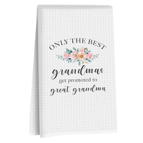Great Grandma Dish Towels - Reusable Dish Towel for Kitchen Bathroom Decor, Waffle Weave Kitchen Towels, Grandmas Hand Cloth Tea Towel, Great Grandma Gifts from Grandson Granddaughter 14×24 Inches - color: Great Grandma Gift
