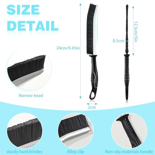 Crevice Cleaning Brush, 6Pcs Hard Bristle Multifunctional Gap Cleaning Brush Tool, Bathroom Gap Brush for Deep Cleaning Kitchen,Grout, Sink, Corners, Tight Spaces-Black