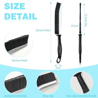 Crevice Cleaning Brush, 6Pcs Hard Bristle Multifunctional Gap Cleaning Brush Tool, Bathroom Gap Brush for Deep Cleaning Kitchen,Grout, Sink, Corners, Tight Spaces-Black