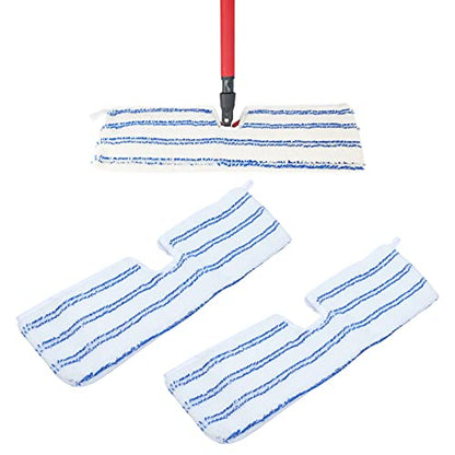 2 Pack Microfiber Mop Replacement Heads Compatible with O-Cedar Dual Action Flat Mop for Dry/Wet Use, Machine Washable Reusable Flip Mop Refills All Surface Cleaning(Blue White Stripe) - color: Blue & White Stripe Microfiber Mop Pads | Reusable, Machine-w