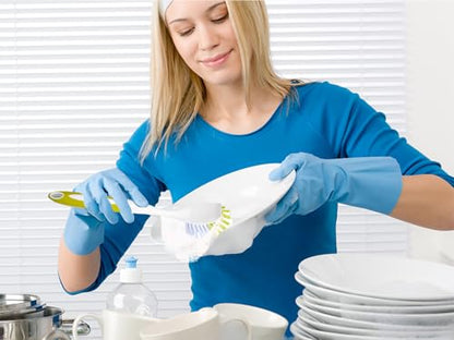 Dish Brush with Handle, Firm & Stiff Bristles Dish Scrubber for Pots, Pans & Sink Cleaning, 20 Bulk Pack - color: Yellow & Blue 20 Pack