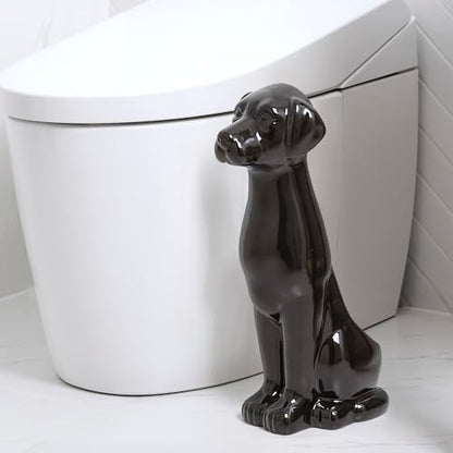 Black Labrador Ceramic Toilet Brush Holder with Plastic Brush Set by Allure Home Creation - color: Black Labrador