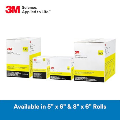 3M Easy Trap Sweep and Dust Sheets, 2 Rolls of 250 5" x 6" Sheets (500 Sheets), Disposable Easy Sweep Floor Duster, Picks Up 8x More Dirt, Dust, Sand, Hair, Works on Dry or Wet Surfaces, 55655W - size: 2 Rolls of 250 5" x 6" Sheets/each