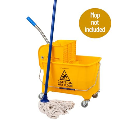 Mind Reader Mop Bucket with Wringer (Mop Not Included), 5.5 Gallon Cleaning Bucket with Wheels and Handle, Upward Press Wringer, Small Mop Compatible, Yellow - size: Mop Bucket Only