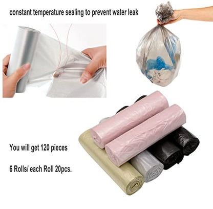 4 Gallon Bathroom Trash Bags,6 Rolls Small Trash Garbage Bags, Disposable Trash Bags for Office, Bathroom Wastebasket Waste Bin (120 Count, 4Gallon Multicolor) - color: 4Gallon Multicolor