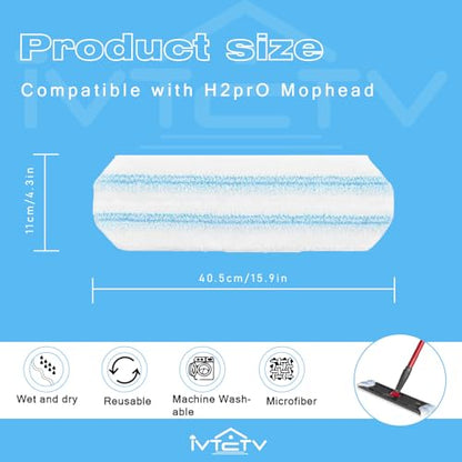 5-Pack Replacement Mop Pads for O-Cedar H2prO/ Vileda H2prO Flat Mop System | Washable Reusable Microfiber Pads - size: 5 pack pads
