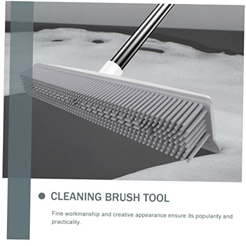 SOLUSTRE Dual-Use Rubber Floor Brush Long Handle for PET Hair and Carpets Sturdy Plastic Carpet Rake for Household Use