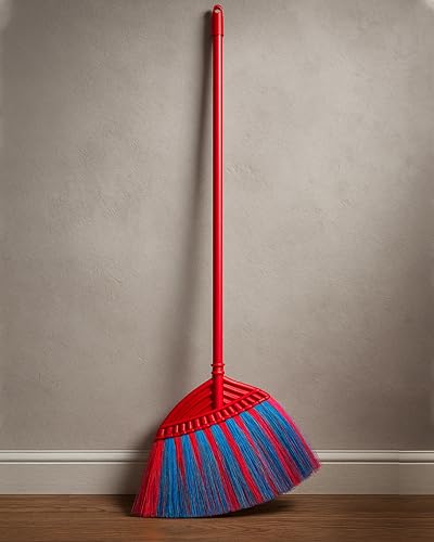 1 Pack Soft Sweeping Brooms /38” House Brooms for Sweeping Indoor& Outdoor Broom Cleaning/Asian Thailand Plastic Broom/Choi Nhua Thai LAN/Choi Nhua Quet Nha (1 pcs) (red&Blue) - color: Red&blue