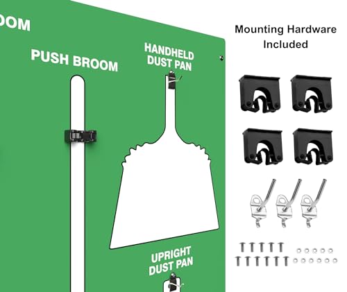 Clean & Sweep 5S Shadow Board/Wall Mount Broom Holder, 68" x 30" Board, 5S Cleaning Station - Board Only, Tools Sold Separately, Made in The USA by AccuformNMC, Green/White, PSB114GNWT - color: Green/White