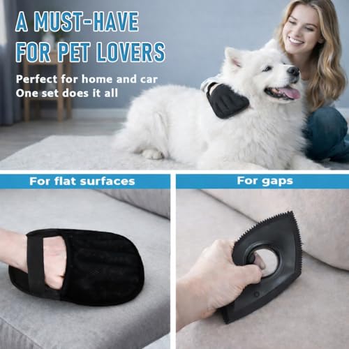 Magic Brush Pet Hair Removal & Mini Remover Tool – Newly Upgraded Reusable Electrostatic Pet Hair Remover Glove for Clothing, Couch, Bed, Carpet & Car Seat (2pcs-Black) - color: 2pcs-black