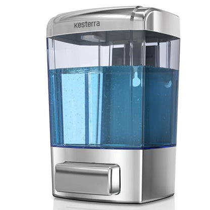 Manual Soap Dispenser, 23.7oz/700ml Wall Mount Soap Dispenser, Large Capacity Kitchen Bathroom Hand Soap Pump, Commercial Refillable Shampoo Shower Gel Lotion Dispenser, Chrome B - color: Chrome 700ml