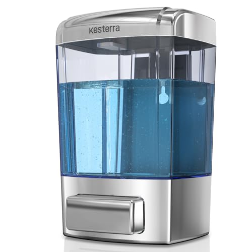 Manual Soap Dispenser, 23.7oz/700ml Wall Mount Soap Dispenser, Large Capacity Kitchen Bathroom Hand Soap Pump, Commercial Refillable Shampoo Shower Gel Lotion Dispenser, Chrome B - color: Chrome 700ml