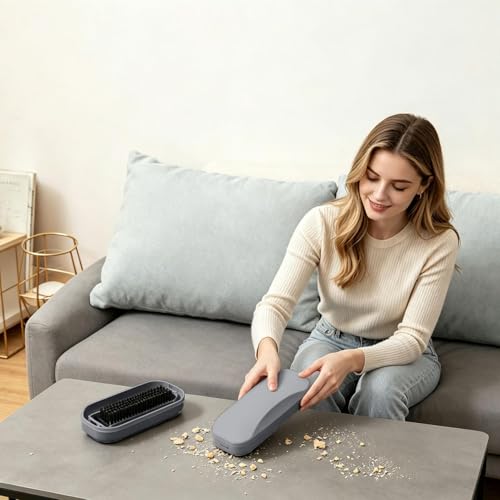 Function Handheld Table Crumb Sweeper, Portable Pet Hair & Crumb Remover Brush, Fabric & Upholstery Cleaning Brush, Lint Remover for Couch, Sofa & Pet Hair (Grey 2) - color: Grey 2