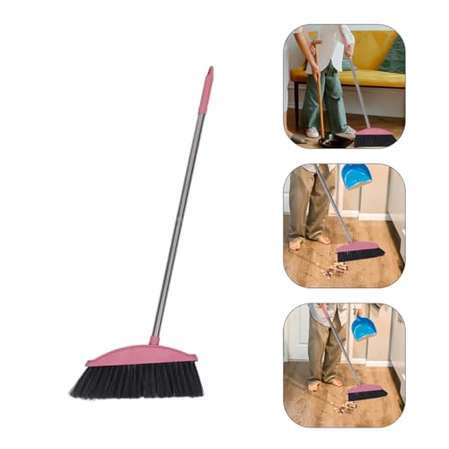 Cabilock 2pcs Stainless Steel Broom Handle Deck Sweeper Broom for Outdoor Cleaning - color: Pink