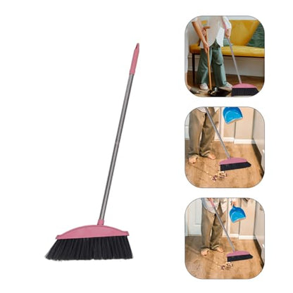 Cabilock 2pcs Stainless Steel Broom Handle Deck Sweeper Broom for Outdoor Cleaning - color: Pink