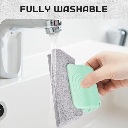 Magic Window Track Cleaner, 2025 Upgraded Handheld Cleaning Brush Set, for Window Slides Grooves, Tile Grout Lines, Shutter Slats, Car AC Vents & Narrow Gaps (Green 3PCS) - color: Green 3pcs