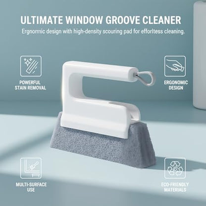 Window Track Cleaner Tool 3 Pack, Groove Track Cleaning Tools Kit with Brush and Scraper, Window Sill Cleaner Tool for Sliding Door Tracks, Gaps, Tile Lines, Car Vents Cleaning (Gray*3) - color: Gray*3
