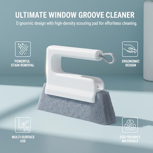 Window Track Cleaner Tool 3 Pack, Groove Track Cleaning Tools Kit with Brush and Scraper, Window Sill Cleaner Tool for Sliding Door Tracks, Gaps, Tile Lines, Car Vents Cleaning (Black*3) - color: Black*3