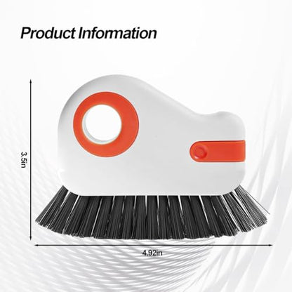 2 in 1 Car Groove Cleaning Brush, Multifunction Vehicle Crevice Cleaner with Hidden Scraper, Automotive Window Seal Sill Sliding Door Track Cleaning Brush, Universal Fit (Orange White)