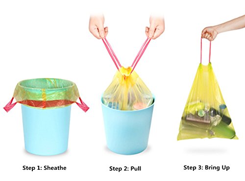 5 Gallons Drawstring Trash Bag, Colorful Small Waste Basket Bags Strong Kitchen Garbage Bag Rubbish Bags for Home Kitchen Bathroom Office 4 Rolls Totally 60PCS (Colorful)