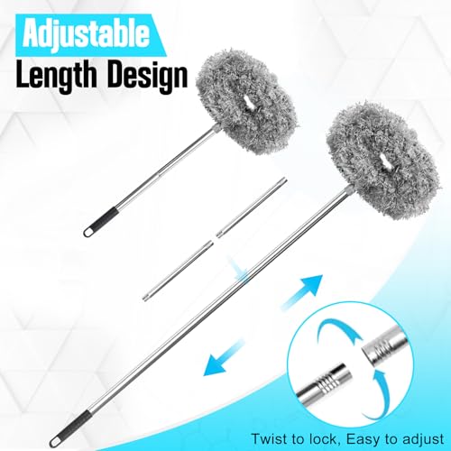 Ceiling Fan Cleaner Duster with Extension Pole, 12 to 51 Inch Duster Length, Reusable Microfiber Dusters for Cleaning Fan Blades, Cobwebs, Walls, Windows & High Ceilings, Removable, Blue - color: Gray