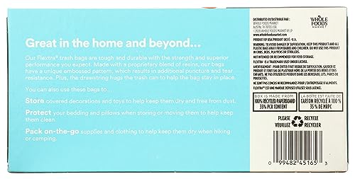 365 by Whole Foods Market, Flextra Strength Drawstring Trash Bags, 30 Gallon, 25 Count (Pack of 6) - size: 25 Count (Pack of 6)