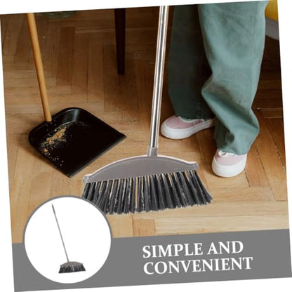 Cabilock 2pcs Hard Floor Broom Handle Heavy Duty Garage Broom for Home Cleaning - color: Dark Grey