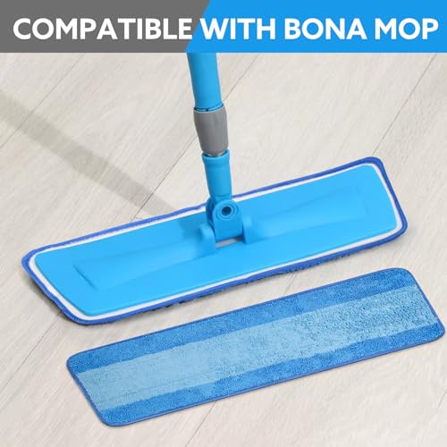6 Pack Microfiber Cleaning Pads are Compatible with Bona Mop,18 Inch Replaceable Mop Pad Refill,Washable & Reusable Blue Microfiber Mop Pads for Hardwood and Hard-Surface Floors - size: 6PCS