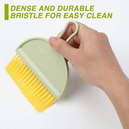 RYPET Pet Cage Cleaning Tool-Small Broom and Dustpan Set, Mini Dustpan and Whisk Brush Set for Guinea Pig Chinchilla Hamster Ferret Hedgehog Rabbit Reptile, Cage Cleaner for Small Animal Waste Green - color: Green with Yellow Bristle