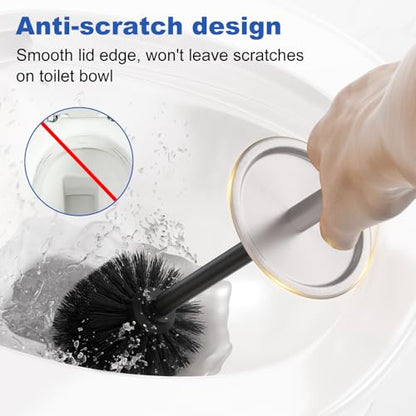 Nickel Brush and Holder，Extra Long Handled Nickel Brush for Bathroom，Stainless Steel Heavy Duty Toilet Bowl Brush,Deep Cleaning Modern Toilet Cleaner Brush -Space Saving