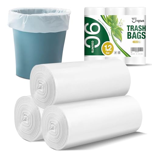 1.2 Gallon Small Bathroom Trash Bags, 90 Count Mini Garbage Bags, Unscented Wastebasket Bag, Clear Trash Can Liners