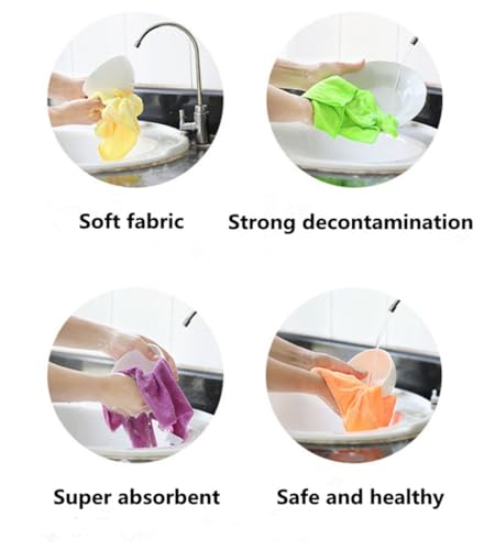 Rubber Cleaning Gloves Kitchen Dishwashing Glove 2-Pairs And Cleaning Cloth 2-Pack,Waterproof Reuseable.(Small) - size: Small