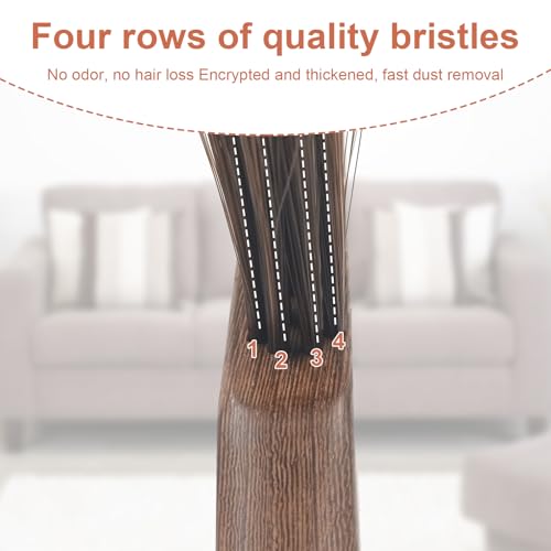 Hand Broom Brush, Wooden Handle Soft Bristle Cleaning Dust Brush,Bench Brushes with Bristlesfor Furniture, Bed, Car, Bench, Crevice Cleans, Sofa, Fireplace, Clothes（Curved Handle） - color: 1 Curved Handle Brown