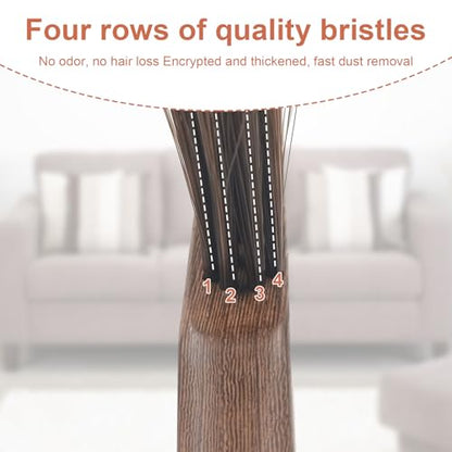 Hand Broom Brush, Wooden Handle Soft Bristle Cleaning Dust Brush,Bench Brushes with Bristlesfor Furniture, Bed, Car, Bench, Crevice Cleans, Sofa, Fireplace, Clothes（Curved Handle） - color: 1 Curved Handle Brown