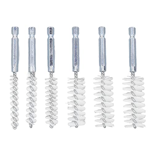 Bore Brush Cleaning Set 6PCS 14 Inch Hex Shank Nylon Brushes for Power Drill, Impact Driver, and General Cleaning - size: Nylon (White)