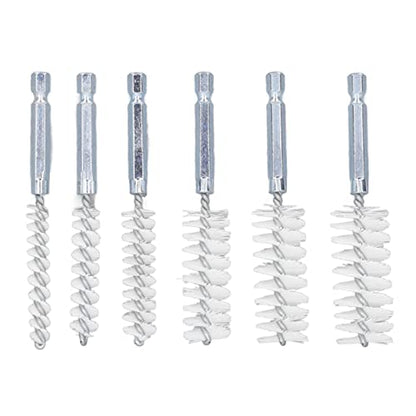 Bore Brush Cleaning Set 6PCS 14 Inch Hex Shank Nylon Brushes for Power Drill, Impact Driver, and General Cleaning - size: Nylon (White)