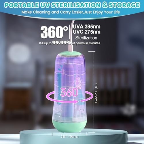 IvyWind Electric Travel Baby Bottle Brush Set with Storage Box, Automatic Bottle Cleaner Brush Kit with Silicone Bottle/Nipple/Straw Brush, Milk Frother Electric and Drainage Rack, Rechargeable, Green - color: Green
