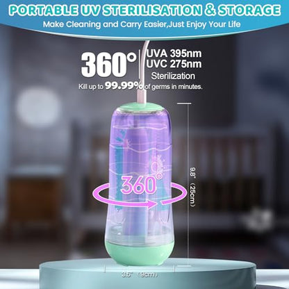 IvyWind Electric Travel Baby Bottle Brush Set with Storage Box, Automatic Bottle Cleaner Brush Kit with Silicone Bottle/Nipple/Straw Brush, Milk Frother Electric and Drainage Rack, Rechargeable, Green - color: Green
