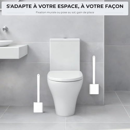 Toilet Brush Silicone and Holder Set – Pack of 1 Wall Mounted Toilet Brush White – Long Non-Slip Handle, Flexible Bristles for Easy Cleaning – Modern Toilet Scrubber Brush - color: White, size: Pack of 1