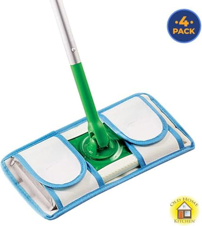 Microfiber Reusable Mop Pad | Durable Machine Washable Floor Cleaning Pads | Swiffer Compatible Dry Mop Pads (4 Pack) - size: 4 Count (Pack of 1)