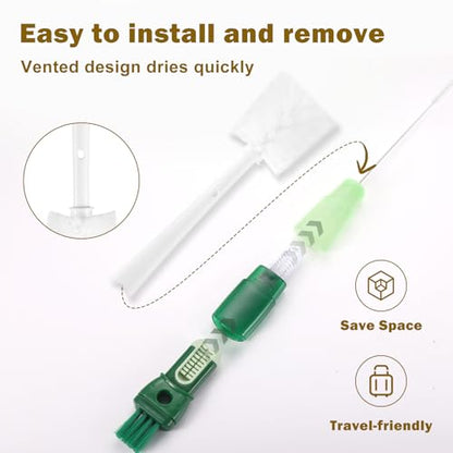 XYFuuee 5 Pack Bottle Brush Set, 5 in 1 Water Bottle Cleaning Brush, Long Handle Narrow Wine Cup Cleaner, 3 Straw Brushes for Stanley, Travel Nipple Lid Gap Detail Washer Brush - color: Green