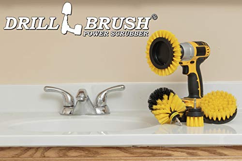 Yellow Drill Brush Attachments for Cleaning Shower, Grout, Bathroom - Grout Cleaner Drillbrush Kit - Rotary Scrub Brush Tile Cleaner Drill Attachment for Crevice Cleaning - Bathroom Tile Scrubber Set - color: Yellow