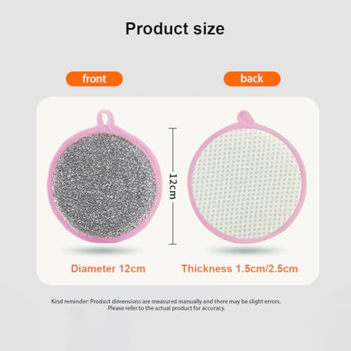 6 - Piece Set of Double - Sided Dishwashing Sponges: Round Non - Scratch Scrubbing Pads Ideal for Cleaning Dishes, Pots, Pans, Sink, and Basin in The Kitchen（Pink） - color: Pink