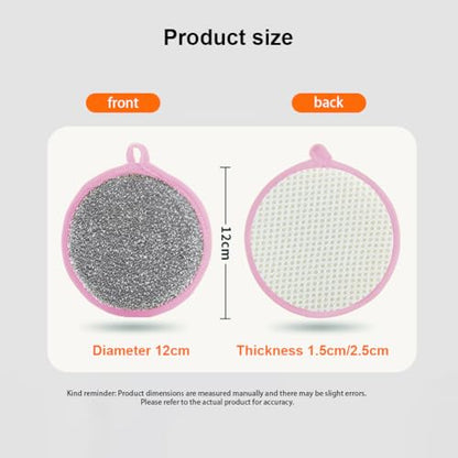6 - Piece Set of Double - Sided Dishwashing Sponges: Round Non - Scratch Scrubbing Pads Ideal for Cleaning Dishes, Pots, Pans, Sink, and Basin in The Kitchen（Pink） - color: Pink