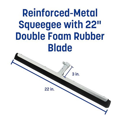 SPARTA Flo-Pac Double Foam Floor Rubber Squeegee Window Squeegee with Heavy Duty Steel Frame for Floor, Bathroom, Kitchen, Concrete, Tile, Garage, Commercial Use, 22 Inches, Black - size: 22 Inches