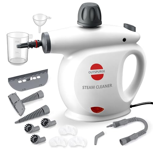Handheld Steam Cleaner, Pressurized Multi-Surface Steam Shot with 13 Accessories, Safety Lock, Steamer for Cleaning Floor, Upholstery, Grout, Windows, Couch and Car, White - color: White